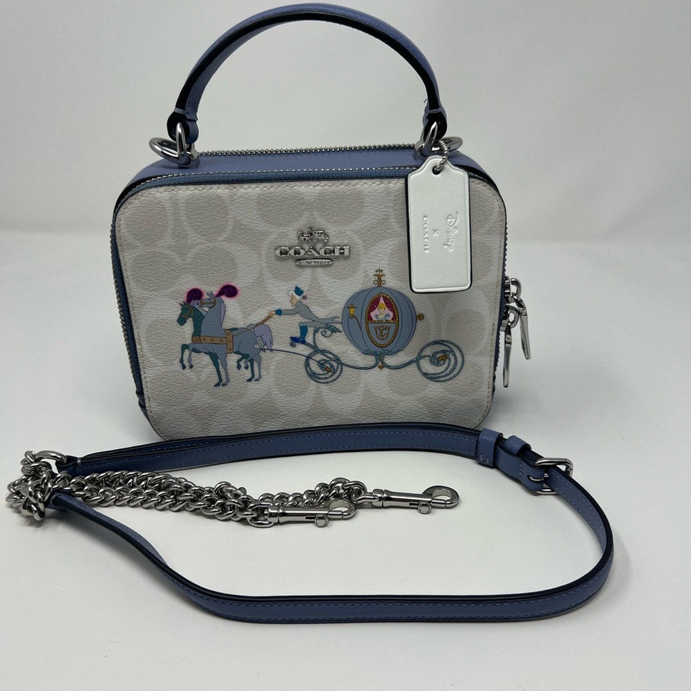 Disney X Coach Box Crossbody In Signature Canvas With Cinderella C1426